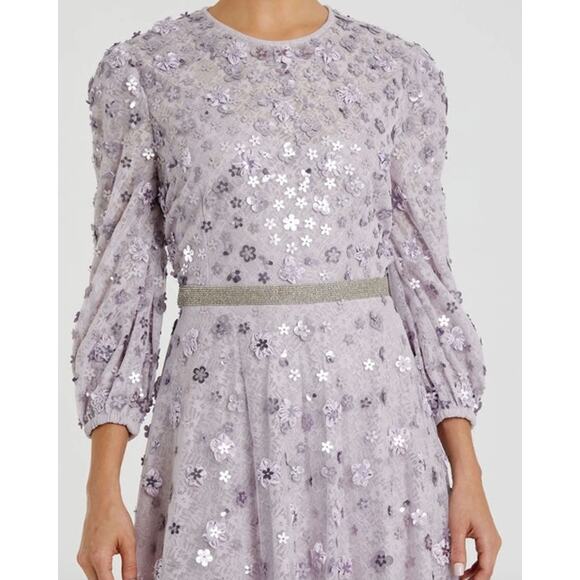 MAC DUGGAL Dress Size 10 Evening Gown Sequin NEW Lavender Purple Floral Puff Slv - Picture 9 of 10